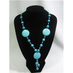 800 CTW BLUE TURQUOISE AND BLACK PEARL NECKLACE; AUTHEN