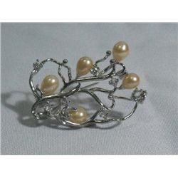 REFINED PEACH PEARL CZ BROOCH AUTHENTIC PHILIPPINE PEAR