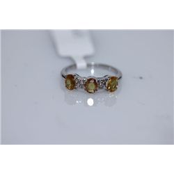 12.25 CTW YELLOW SAPPHIRE AND DIAMOND RING .925 STERLIN