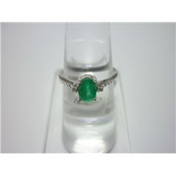 14.75 CTW EMERALD AND DIAMOND RING .925 STERLIN