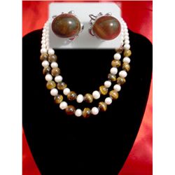 NATURAL 550 CTW FRESHWATER PEARL WITH TIGER EYE STONE S