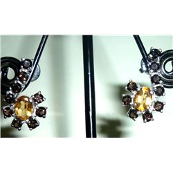 NATURAL 24.75 CTW CITRINE AND SMOKEY TOPAZ EARRING .925