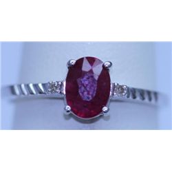 10.30 CTW RUBY AND DIAMOND RING .925 STERLING SILVER