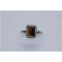 11.65 CTW TIGER EYE RING .925 STERLING SILVER