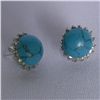 Image 1 : BLUE TURQUOISE ROUND CZ EARRINGS; STONE-BLUE TURQUOISE;