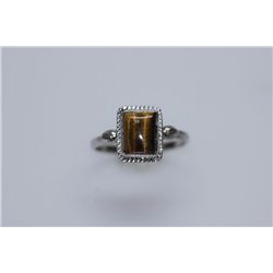11.60 CTW TIGER EYE RING .925 STERLING SILVER