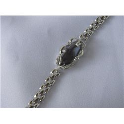 ELONGATED BLACK KISHI CZ PEARL SILVER BRACELET***METAL: