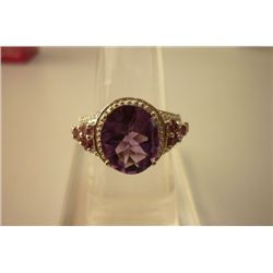 28.00 ctw Amethyst and Tourmiline Cut fine ring .925 ST