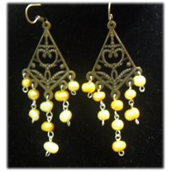 AGED YELLOW PEARL DANGLING EARRINGS;AUTHENTIC PHILIPPIN