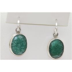 25.80 CTW EMERALD EARINGS .925 STERLING SILVER