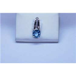 16.40 CTW BLUE TOPAZ/ CZPENDANT .925 STERLING SILVER