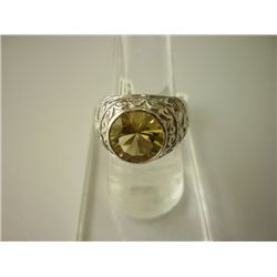 21.50 SMOKEY TOPAZ RING .925 STERLING SILVER