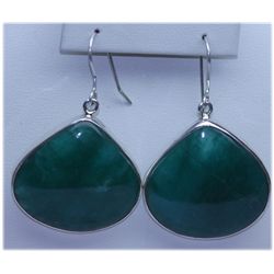 94.80 CTW EMERALD EARRINGS .925 STERLING SILVER