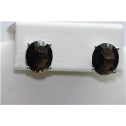 21.40 CTW SMOKEY TOPAZ EARINGS .925 STERLING SILVER