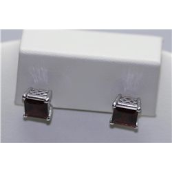 16.70 CTW GARNET EARINGS .925 STERLING SILVER