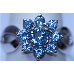 23.20 CTW BLUE TOPAZ RING .925 STERLING SILVER