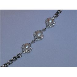 ELITE WHITE PEARL CZ SILVER BRACELET*****METAL: SILVER;