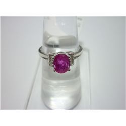 14.75 CTW RUBY & DIAMOND RING .925 STERLING SILVER