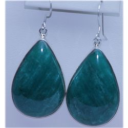 105.90 CTW EMERALD EARRINGS .925 STERLING SILVER