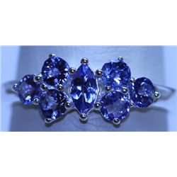 10.30 CTW TANZANITE RING .925 STERLING SILVER