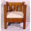 Image 2 : Lot 058: Even Arm Mission Oak Cube Chair with Slat Sides