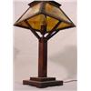 Image 2 : Lot 120: Arts & Crafts Oak Table Lamp