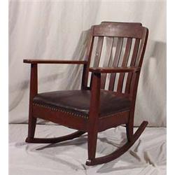 Lot 220: Mission Oak Slat Back Rocker