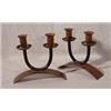 Image 1 : Lot 243: Pair of Copper and Iron Candle Sticks