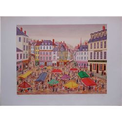 Francois (Fanch) Ledan, Place du Marche, Signed Litho