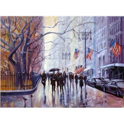 Michele Byrne, Walking by City Hall Park, Oil on Canvas