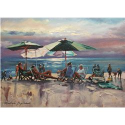 Michele Byrne, Beachside Chat, Signed Canvas Print