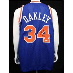 Charles Oakley Signed N.Y Knicks Custom Jersey