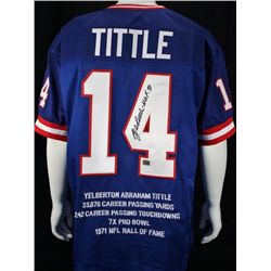 Y.A. Tittle Signed New York Giants Stat Jersey