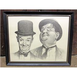 LAUREL & HARDY LITHOGRAPH PRINT - FRAMED