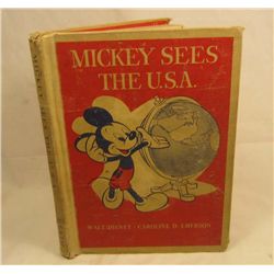 1944 "MICKEY SEES THE U.S.A." WALT DISNEY HARDCOVER BOOK