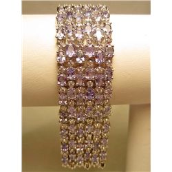 PLATINUM OVER STERLING SILVER LADIES TANZANITE AND SAPPHIRE BRACELET