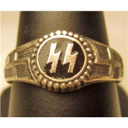 STERLING SILVER GERMAN NAZI SS ENAMELED RING