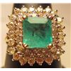 Image 1 : 14K WHITE & YELLOW GOLD LADIES EMERALD AND DIAMOND RING - SIZE 7.5
