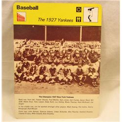 1977 BROADCASTER BASEBALL CARD OF THE 1927 NEW YORK YANKEES