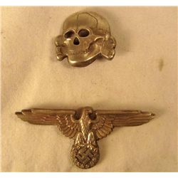 GERMAN NAZI WAFFEN SS OFFICERS VISOR CAP EAGLE AND SKULL