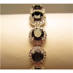 PLATINUM OVER STERLING SILVER SAPPHIRE BRACELET