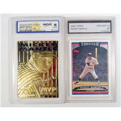 LOT OF 2 GRADED MICKEY MANTLE BASEBALL CARDS