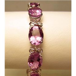 PLATINUM OVER STERLING SILVER AMETHYST BRACELET