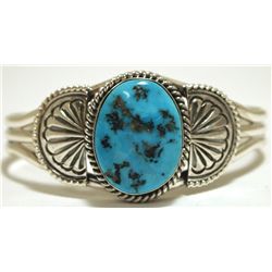 Navajo Sleeping Beauty Turquoise Sterling Silver Cuff Bracelet - Mary Ann Spencer