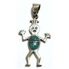 Image 1 : Navajo Turquoise Chip Inlay Sterling Silver Surprised Friend Pendant