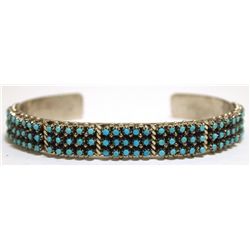 Zuni Turquoise Dots Sterling Silver Cuff Bracelet - April Haloo