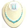 Image 1 : Navajo Turquoise Inlay Sterling Silver Link Necklace & Post Earrings Set - Calvin Begay