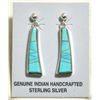 Image 3 : Navajo Turquoise Inlay Sterling Silver Link Necklace & Post Earrings Set - Calvin Begay