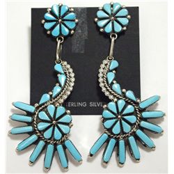 Zuni Turquoise Sterling Silver Post Earrings - Augustine Pinto