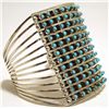 Image 2 : Zuni Turquoise Dots 12-Row Sterling Silver Cuff Bracelet - Susie Livingston